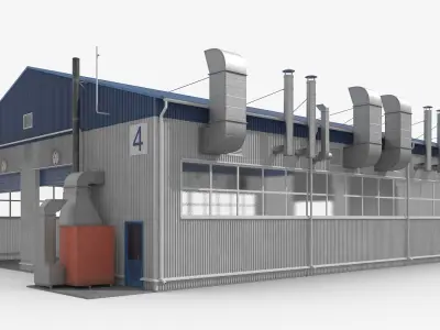 Factory Facility UralSpetsTrans Simplified Rigged 3D model