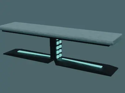 Blue Sci-fi Glowing Cyberpunk Bench 3D model