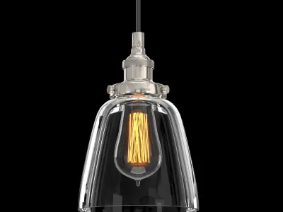 20TH C FACTORY FILAMENT CLEAR GLASS CLOCHE PENDANT 3D model
