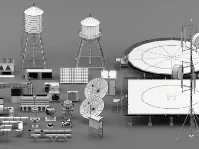 rooftop parts  Low-poly 3D model