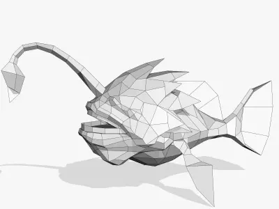 monster piranha fish creature Low-poly 3D model