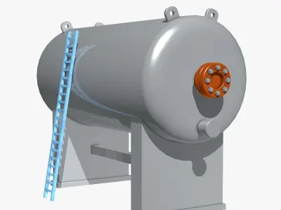 Industrial Boiler with Blue Ladder 3D model