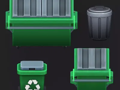 Stylized Urban Props Pack Low-poly 3D model purchase