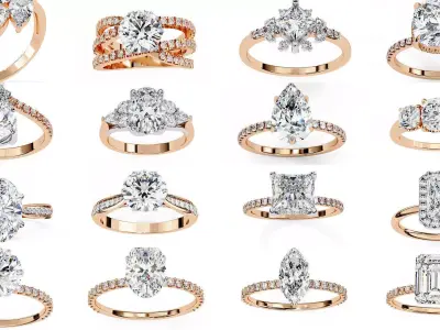 68 Solitaire Diamond Ring 360 animation renders PART 3 3D Model Pack