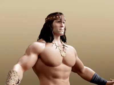 Barbarian Warrior Game Ready RIGGED  Low-poly 3D model