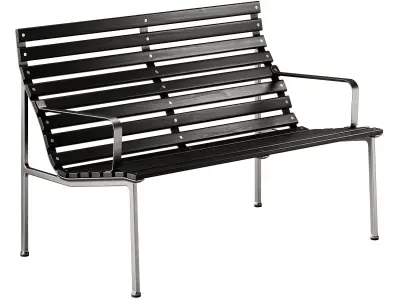 Traverse Garden Bench with armrests with back by Hay 3D model purchase