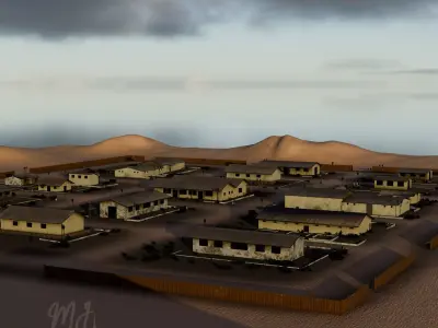 Abandoned Desert Housing Complex Full Environment Scene 3D model
