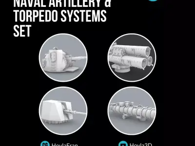 Naval Artillery and Torpedo Systems PM - 4 Weapon Models 3D print model