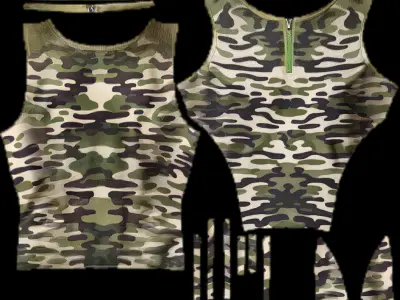 Male camo Military Top game ready UE5 Low-poly 3D model
