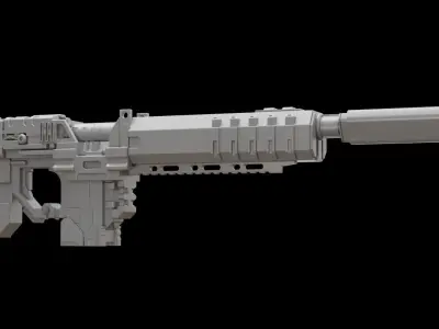 Mecha hard surface assault rifle 3D model get
