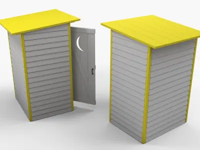 Rustic Toilet Hut with Camping Toilet 3D model