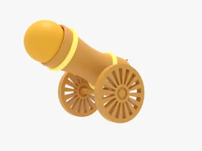 Cannon icon Low-poly 3D model