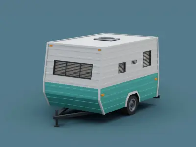 Stylized Small Camper Trailer Classic  Low-poly 3D model