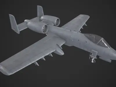 Fairchild Republic Ground Attack Plane Low-poly 3D model