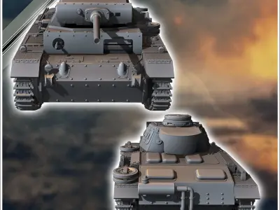 Panzer III Ausf M - miniatures tabletop scenery 3D print model