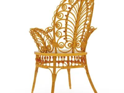  Victorian Wicker Chair Parlor C 1890 3D model