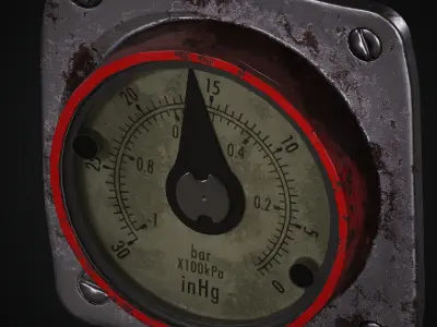 Pressure Gauge PBR  Free 3D model