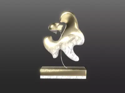Ethereal Aquatica The Golden Wave Marble Fish Ensemble 3D model