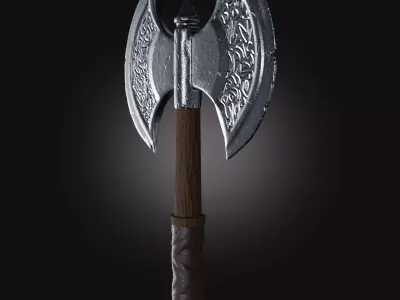 Axe silver PBR low-poly game raedy Free low-poly 3D model