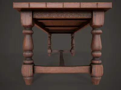 Old medieval dining table Low-poly 3D model