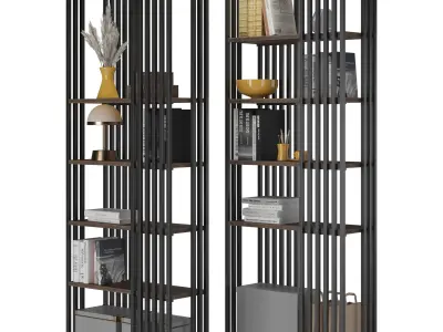 Open Metal Etagere Bookcase Industrial 3D model