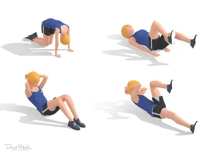 Exercise Animations Bundle Woman Low-poly 3D model