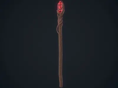 Fantasy Staff Low-poly 3D model