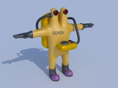 Low-Poly Monsters INC CDA agent alien monster 3D rigged model  Low-poly 3D model