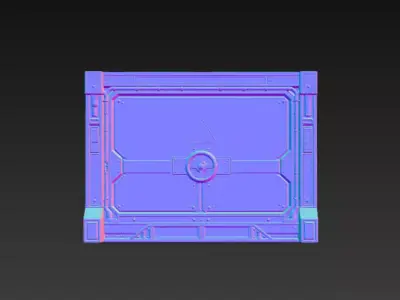 Sci-Fi Industrial Service Hatch Door - PBR Low Poly Game Ready Low-poly 3D model