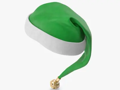 Christmas Hat Green with Bell 2 v2 3D model