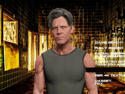 Zombie Hunter full rigged - game ready - animated Low-poly 3D model 3