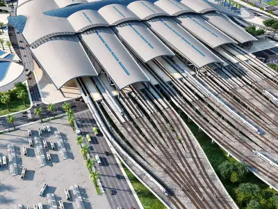 High-Speed Railway Station 3D model purchase