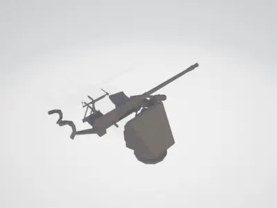GERMAN AA GUN SINGLE WW2 Low-poly 3D model