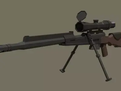 FR F2 sniper rifle Low-poly 3D model