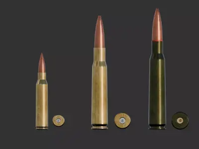 artridge Ammo Pack 18 Calibers Game Ready Low-poly 3D model