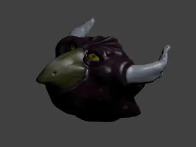 BullBird head with horns Free 3D model
