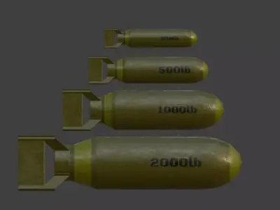 WWII Semi Realistic US Bombs Game-Ready  Low-poly 3D model