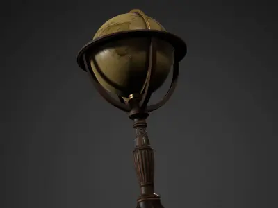 Antique Old Globe Low Poly Game Ready Low-poly 3D model