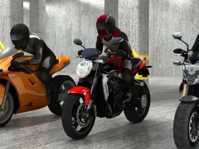 5 low poly bikes Low-poly 3D model