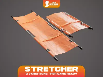 Stretcher Open and Folded - PBR Game Ready - LOW POLY Low-poly 3D model