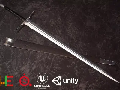 HIE Game Ready Sword D180226 Low-poly 3D model