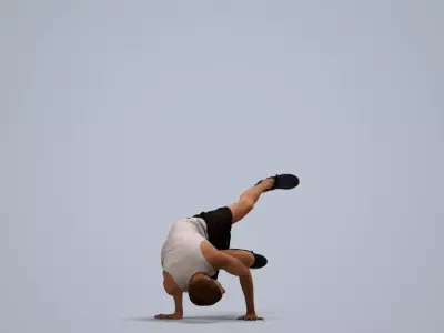 00077Nash002 - Adult Caucasian man crouching during exercise in 3D model