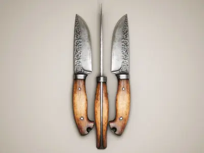 Hunting Knife Low-poly 3D model 10
