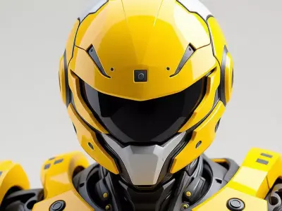 Yellow Mech Robot 3D Model Black Armor Sci-Fi Design Low-poly 3D model