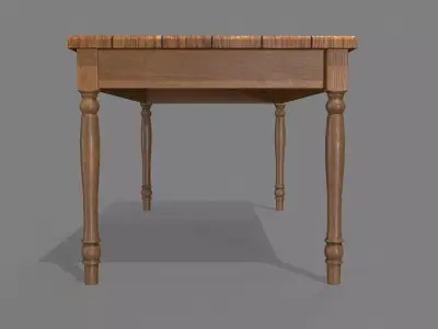 Wooden table Low-poly 3D model 2