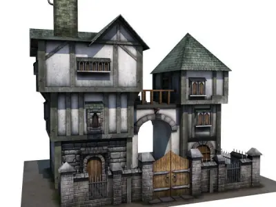 Medieval Building 04 Townhouse Low-poly 3D model