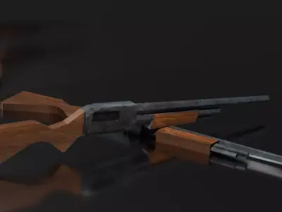 low poly shotgun Low-poly 3D model