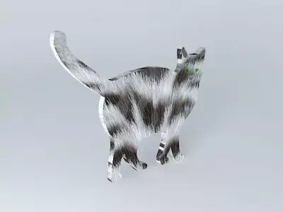 The Silver Fur Cat (2D Semi 3D) Free 3D model