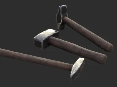 Hammers Collection hammer and egg Low-poly 3D model