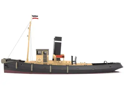 Steam Tug and Cargo Barge 3D model